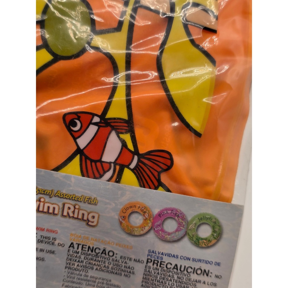 Vintage Bestway Surf and Sun 20 Inch Clown Fish Swim Ring Inflatable Kids 2000's - Picture 3 of 5